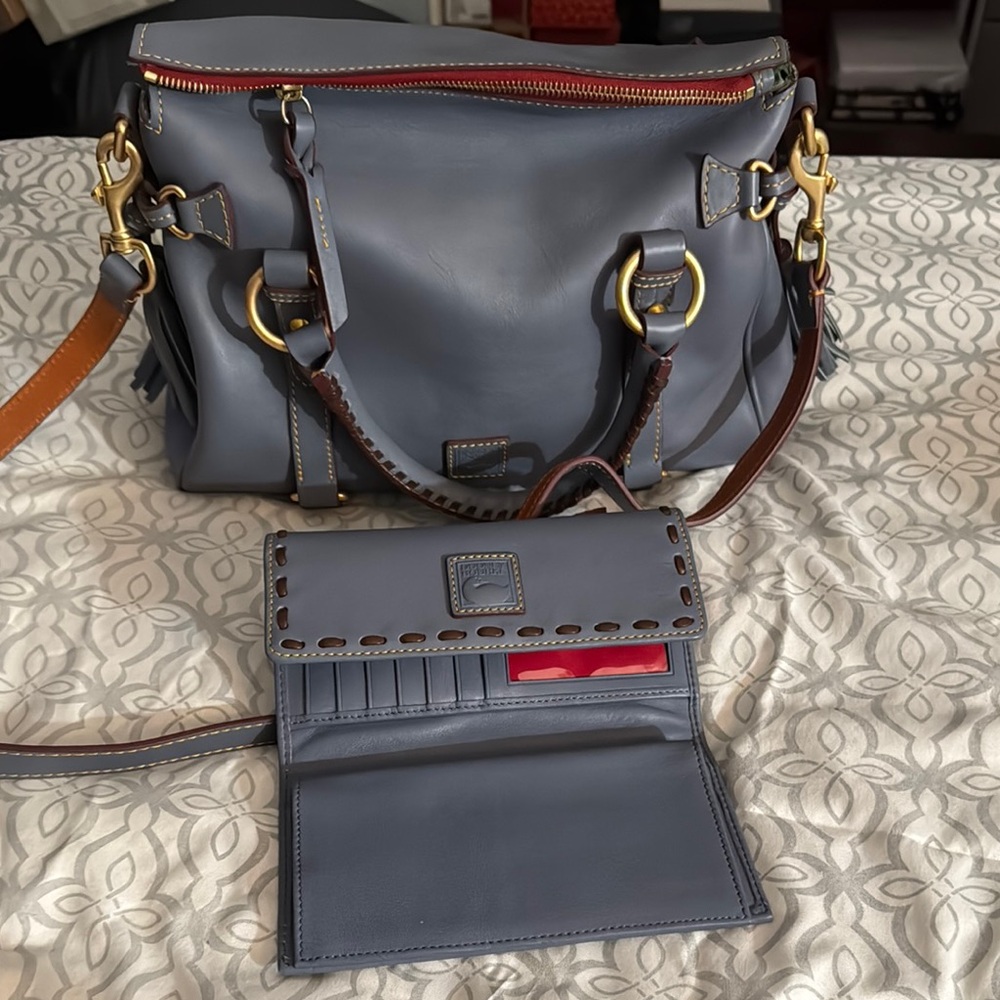 Dooney & Bourke Steele Blue Florentine Leather Satchel